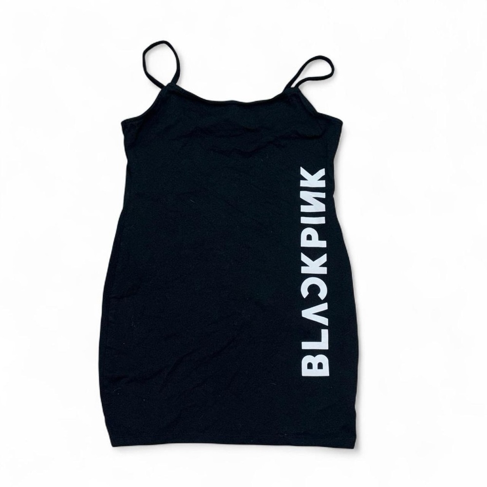 H&M Divided BLACKPINK Black Mini Dress with White Lettering